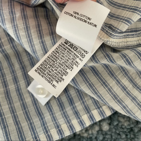 Lucky Brand Off Shoulder Strappy Tie Top Blue White Stripe Boho Medium Crop - Picture 11 of 13